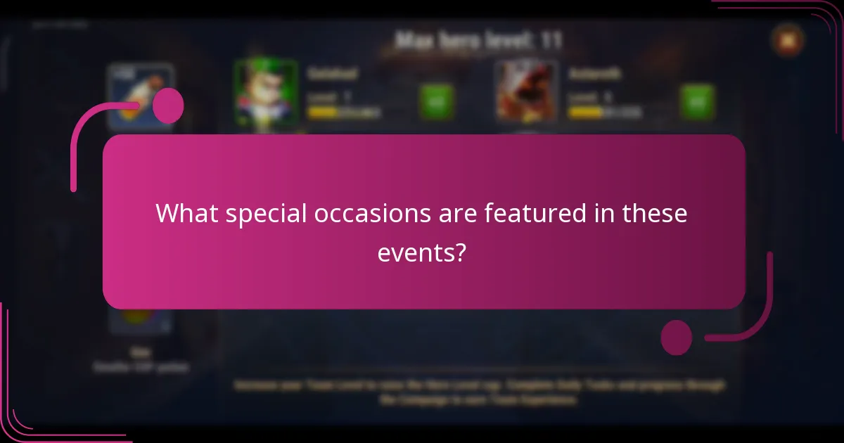 What special occasions are featured in these events?